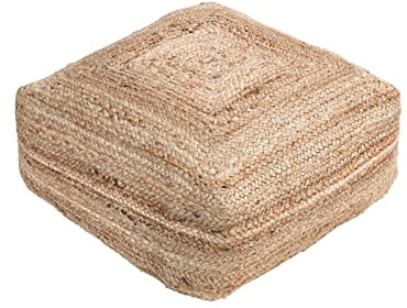 Dehner Pouf Lotta, sittkudde, ca. 50 x 20 x 50 cm, jute/bomull/frigolit, natur