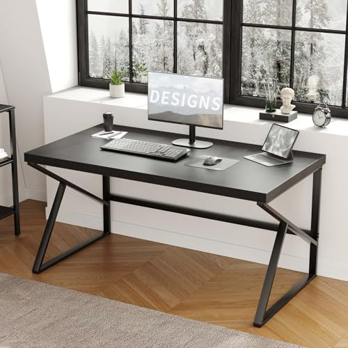 HSH Schreibtisch Computertisch PC Tisch Bürotisch Schwarz 140 cm | Schreibtisch Groß 140x60 Homeoffice Bürotisch Holz Computer Desk