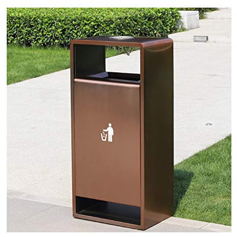 UPJAKS Poubelle Cuisine Poubelle Cast en Acier Inoxydable Can Rectangle Poubelle de tri Conteneur Organisateur extérieur Poubelle 2 Couleurs Corbeille à Papier (Color : Brown)