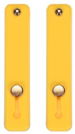 sourcing map 2Pcs Phone Loop Finger Holder Silicone Phone Strap Grip Holder Cell Phone Grip Stand for Most Smartphones Yellow