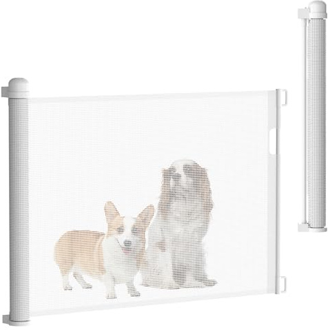 SUBTLETY PVC Treppenschutzgitter 0-150cm Ausziehbar Türschutzgitter Rollo Haustiere Absperrgitter Baby Treppenschutzrollo Kinderschutzgitter Tierschutzgitter für Treppen Türen Küchen (Weiß)