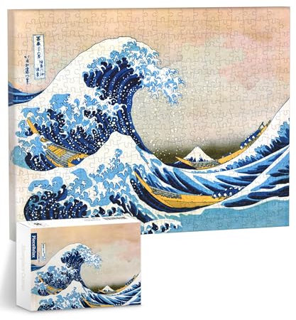 PieceRelax Canvas Wall Art Puzzles for Adults - Hokusai - The Great Wave of Kanagawa Unique Gift & Home Décor with Plastic Jigsaw Puzzle Artwork for Living Room Bedroom [HN1278]
