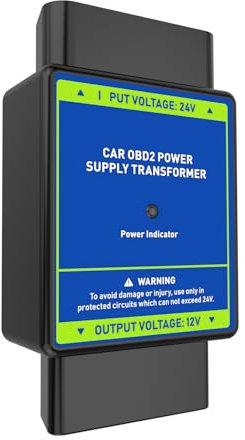 PLAYOCCAR OBD2 24V to 12V Current Transformer 16 Pin OBD Power Converter Adapter, 24V Input Voltage to 12V Output Voltage for Automotive Boost Buck Converter