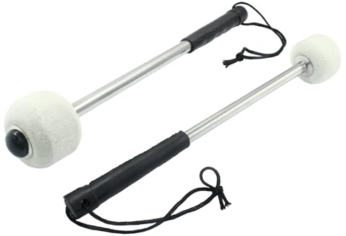 Waziaqoc Bassdrum-Schlägel, 30 cm, Wollfilzkopf, Schlägel mit Edelstahlgriff, Schlägel für Percussion-Marschband, 2 Stück