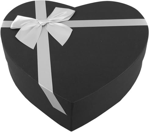 NOLITOY Herzförmige Geschenkverpackungsbox Aus Papier Mit Schleife Elegante Schwarze Verpackung Für Süßigkeiten Schmuck Und Für Geburtstagsfeiern Und Besondere Anlässe