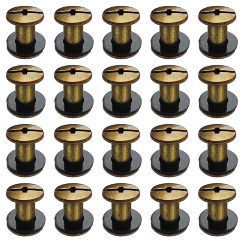 SHSMPXOY 20 Sätze Chicago Buchschrauben Edelstahl M5*8mm Chicago Schrauben Buchbinderschrauben Schraubnieten für Leder,Taschen,Bücher,Halsbänder, Rucksäcke,Hundeleinen (Bronze)