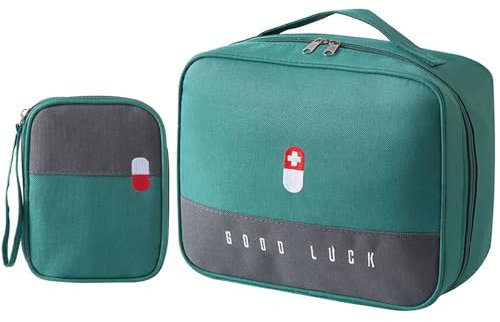 Gebrazy Lot de 2 Sacs à Médicaments - Grande Capacité - Étanche - Vide - Sac de Premiers Secours - Sac de Rangement Portable - pour la Maison, Le Bureau, Les Voyages