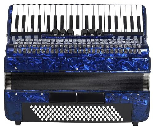 HDYNUZ Akkordeon mit 41 Tasten und 120 Bässen, professionelles Tasteninstrument-Akkordeon für Anfänger und Erwachsene, Bühnenauftritte mit Akkordeontasche und Riemen(Blue)