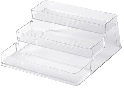 Gsycle Soporte de exhibición de esmalte de uñas de 3 niveles, caja de almacenamiento transparente de PET para cosméticos, organizador de esmalte de uñas, organizador de pintalabios, contenedor de