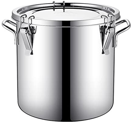 ZYLHGIKBAD Stainless Steel dispenser, Rice Cereal Grain Coffee Bean Containers, Kitchen Food Flour Oil Milk Storager Bucket, w/Handles, Lid, Locking Clamp