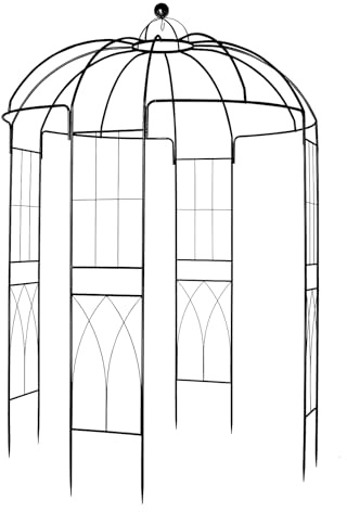 LEADZM Rosenbogen aus Metall stabil – 270 x 207 x 207 cm – Rankhilfe für Kletterpflanzen, Terrassen & Patios – Rostfrei & Wetterfest – Schwarz