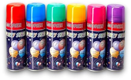 Stelle Filanti Spray 6 Pezzi Schiuma Party Streamer in Bomboletta Coriandoli Colorati Spray Divertente per Feste, Compleanni, Eventi, Carnevale, Capodanno Non Tossico Multicolore