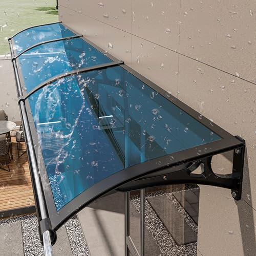 Moderne Aluminium Haustür Markise mit Regenrinnen und UV-Schutz 60x60cm Quadratische Markise für Eingang und Fenster
