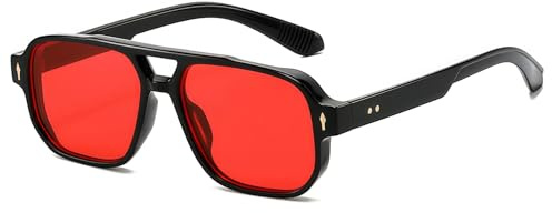 JCTAIFOO Mode Quadratisch Sonnenbrille, Vintage Retro Rechteck Sonnenbrille für Damen Herren, Trendige UV400 Brille