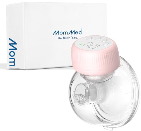 MOMMED Tiralatte Elettrico, MY-385 Aspira Latte Materno Portatile, 4 Modalità & 12 Livelli, Sistema Chiuso Anti-Perdita, 24 mm Tiralatte e 19 & 21 mm Inserti per Flange, 1 Unità
