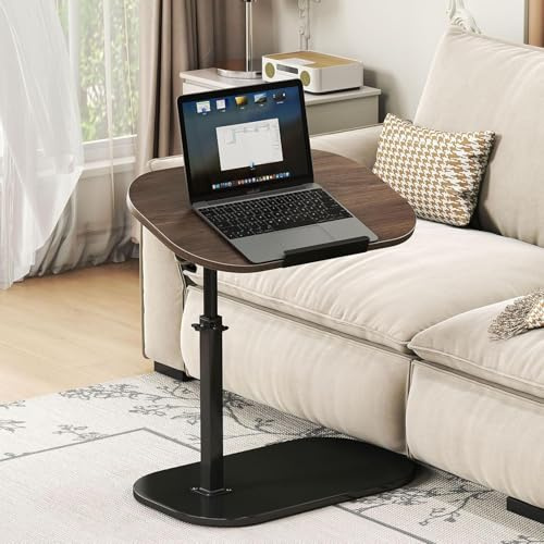 Kiss Me C Shaped Side Table 360° Swivel TV Tray Laptop Desk Black Walnut