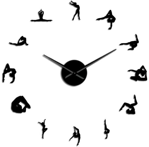 Generico Silhouette di ragazze che fanno Pilates e Yoga Adesivo Moderno Senza Cornice Fai Da Te Design 3D Grandi Dimensioni per Soggiorno, Camera, Ufficio, Facile Installazione (nero,90CM)