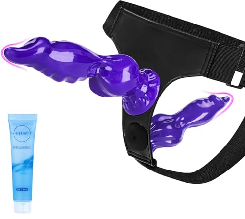 Strap On Dildo Wearable Kit - Realistic Penis with 2 Removeable Dildo,Anal Plug Sex Toys for Female Masturbation SM Adult Sex Toys for Women, Couples, and Lesbian Play - Purple Two Packs