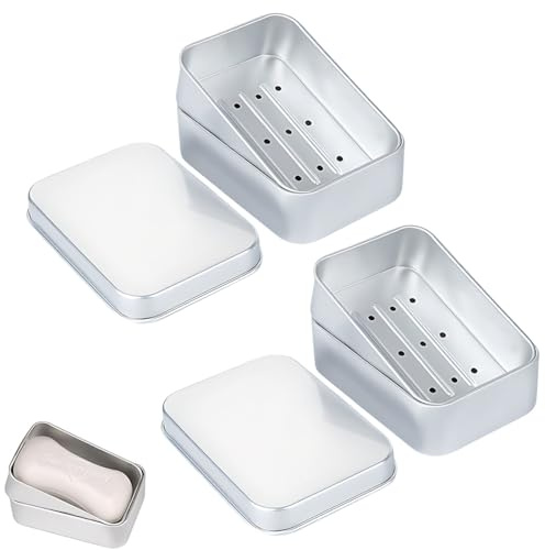 DWFEYOI 2 Pièces Boite a Savon Voyage en Aluminium, Boite à Savon Solide, Boîte à Savon Etanche avec égouttoir Amovible, pour Voyage, Maison,boîte à savon,boite a savon voyage