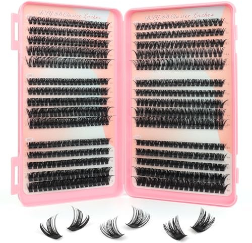 Glowing Win Wimpern Extensions 580Stück Cluster Lashes 60D 80D 100D 10-16mm | Einzelne Wimpern,DIY Individual Eyelashes Cat Eye, Künstliche Wimpern,Wimpernverlängerung D Curl