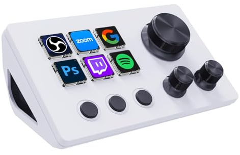 Treaslin N3 Macro Keypad with 6 LCD Shortcut Keys, 3 Buttons & 3 Knobs – Programmable Stream Control Deck for Streaming (YouTube, OBS, Twitch), Content Creation (Adobe) & Gaming (Mac/PC)