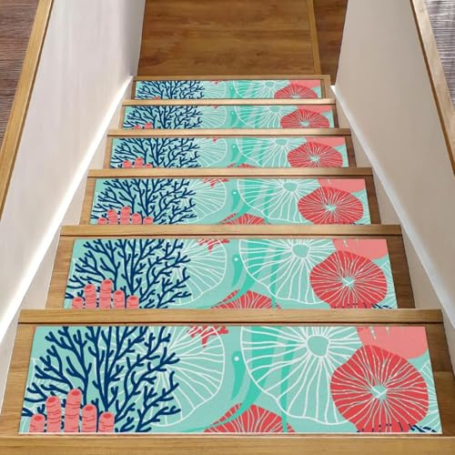RODAILYCAY Tappetini per scale in legno antiscivolo, confezione da 15 pezzi, 20,3 x 76,2 cm, tappeto per scale per interni, semplici tappetini di sicurezza per bambini, anziani e animali domestici
