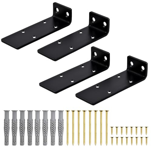 4 Pezzi Staffe per Mensole Pesanti 15cm, Reggimensola da Muro a L, 5MM Staffa per Mensola, Supporto per Scaffali Casa Cucina Ufficio