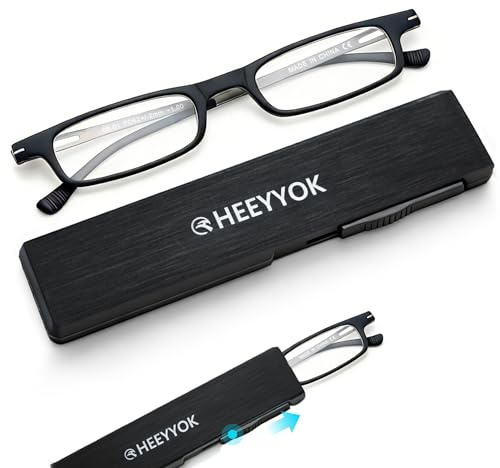 HEEYYOK Lesebrille für Damen und Herren Ultra dünn Faltbar mit Blaulichtfilter Tragbar mit Kompakterm Flacher und Streckbarer Hülle