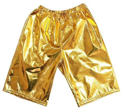 Girls Metallic Shorts Dance Outfits Shiny Hot Pants Athletic Shorts for Girls, gold, 12-13 Years