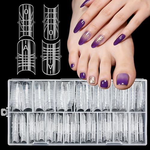 MELLIEX 150 Pièces Capsule Popit Ongle Kit, Formes à Ongles en Polygel pour Mains & Pieds Complète & Partielle Transparents Réutilisables pour Débutants et Pros, 15 Tailles