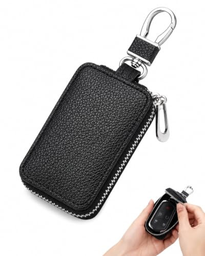 SIRLOMU Funda para Llaves Coche Negra 1 Unid | Estuche Acolchado con Cierre Magnético | Prevención Efectiva de Rayones y Golpes, Uso Seguro en Bolsillo y Compatible Mando Garaje
