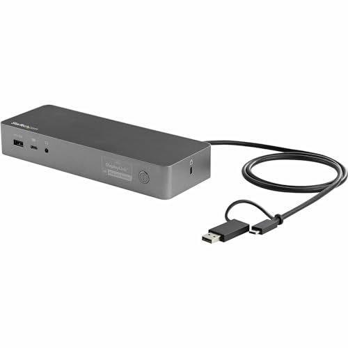 StarTech.com USB-C & USB-A Dock - Hybrid Universal Laptop Docking Station with 100W Power Delivery - Dual Monitor 4K 60Hz HDMI & DisplayPort - 4X USB 3.1 Gen 1 Hub, GbE - Windows & Mac (DK30C2DPEP) | DisplayLink, 4-port 5Gbps hub, Gigabit Ethernet, audio, K-slot, for Windows, macOS, Ubuntu and ChromeOS, fast-charge ports