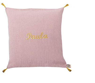 Namenskissen LEINEN altrose von paula & ferdinand - Geschenk zur Geburt und Taufe - Kissen personalisiert - Kissen mit Name