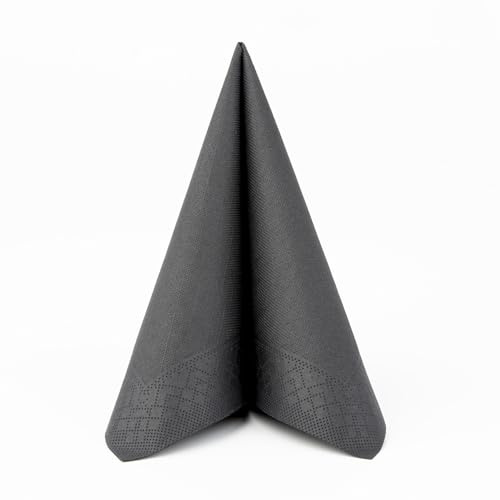 Sovie HORECA Serviette in SCHWARZ, Tissue Deluxe®, 4-lagig, 40 x 40 cm, 1/4 Falz, 50 Stück – Edle Einweg-Papierservietten für Gastronomie, Dinner, Events, Hochzeiten & stilvolle Tischgestaltung