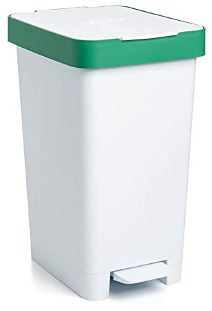 Tatay Cubo de Pedal Smart, 25L de Capacidad, Pedal Retráctil, Polipropileno, Libre de BPA, Bolsa Basura 30L. Color Verde Reciclaje. Medidas 26 x 36 x 47cm