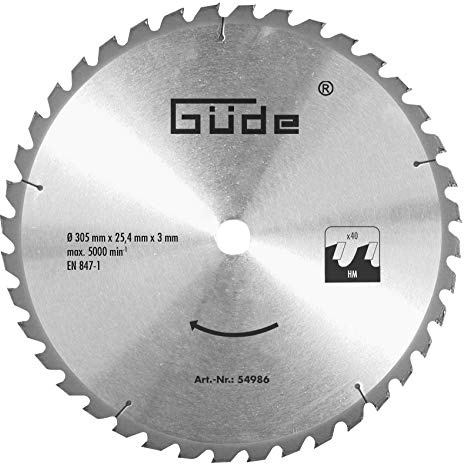 Güde 54986 Holzsägeblatt HM 305x25,4x40Z (Messer Hartmetall – 305 x 25 mm mit 4x40 Zähne)