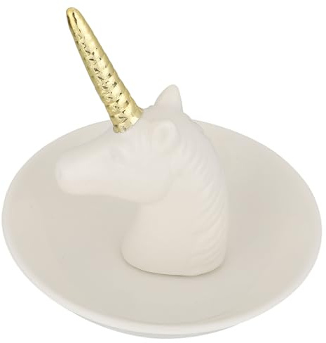 Amosfun Ring Halter Schale Keramik Schmuck Teller Einhorn Schmuck Tablett Ohrring Halter Turm Keramik Schale für Frauen Geschenk Geburtstag Hochzeit Geschenke