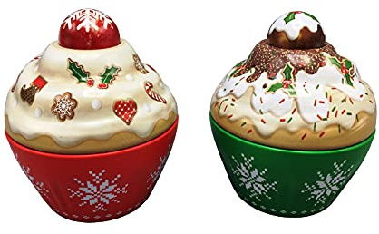MediMuc Kleine Cupcakes Weihnachten -Aufbewahrungsdose, Keksdose, Blechdose, Weihnachtsdose - lebensmittelecht - Vol. 0,12l - Maße: (Durchmesser x Höhe): 7,5 x 8,0cm