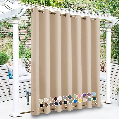 LZXSXZ Outdoor Curtain with Eyelets, Custom Size, 24 Colors, Waterproof, Sun Shade, Patio Curtain, Privacy Screen, Balcony, Patio, Porch, Pergola, Gazebo
