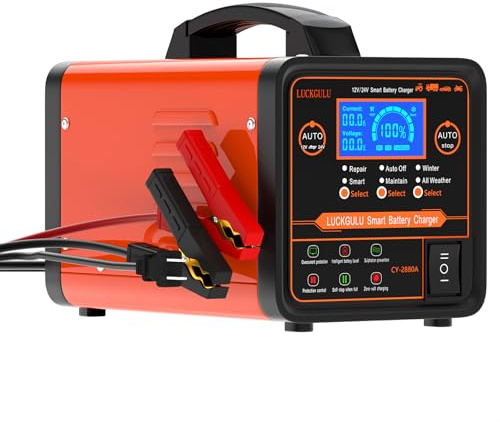 12V/24V Autobatterie Ladegerät 20A Schwerlast-Automatisches Lade- &Wartungsgerät mit Reparatur-Modus,Winterprogramm,Auto-Stopp Schnelllader für Auto,LKW,Motorrad,Wohnmobil,AGM,Deep-Cycle Batterien