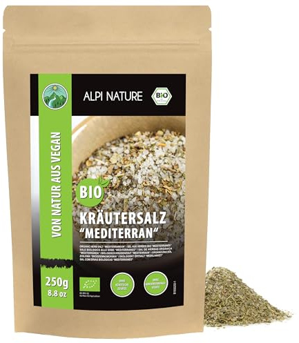 Alpi Nature Hierbas y Especias Mediterráneas Orgánicas 250g, Sal de Hierbas Mediterránea, Mezcla de Especias
