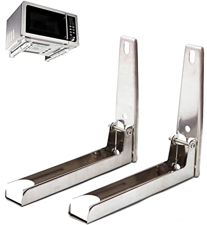 2 Pièces Acer Micro-Ondes Support, Support Mural MicroOnde, Support Universel pour Four à Micro-Ondes Pliable et Robuste, pour Plupart Des Fours Micro Ondes (Argent) (Blanc)