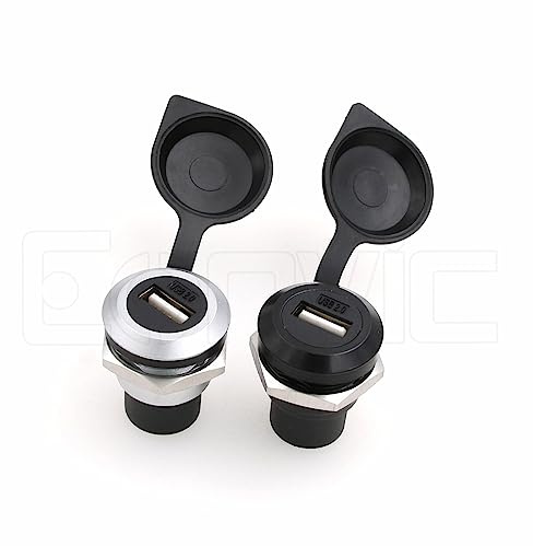 Eonvic USB-2.0-Anschluss, 480 Mbit/s, Adapter, Anti-Loosening-Dichtung, staubdichte Abdeckung für Armaturenbrett, 2 Stück, rund, USB 2.0, 2 Stück