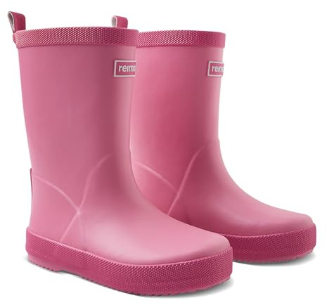 Reima Bottes de pluie Taikuus pour enfants - Bottes en caoutchouc doublées pour garçons et filles, semelle extérieure flexible, détails réfléchissants, semelles intérieures amovibles, rose unicorne