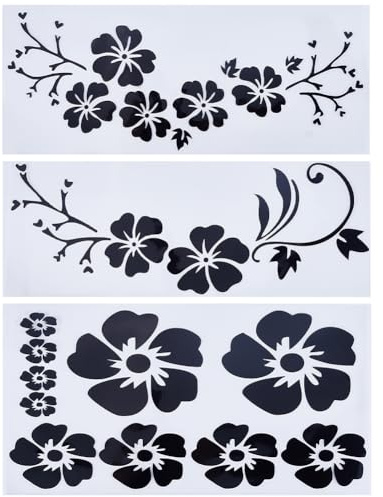 GORGECRAFT Autocollant de Voiture en Forme de Fleur D'Hibiscus Hawaïen 3 style Laser Noir Protection Solaire Accessoires de Voiture Décoration Extérieure Automobile pour SUV Ordinateur Portable Camion