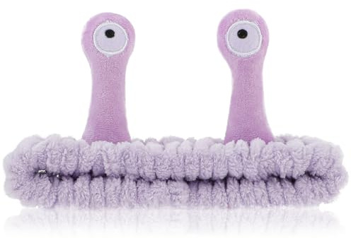 Sibba Gesichtswasch Stirnband Schnecken Spa Haarbänder Make up Stirnbänder Niedliches Cartoon Korallen Fleece Elastisches Kreatives Haar Accessoire zum Waschen des Gesichts Dusche Sport (Lila)