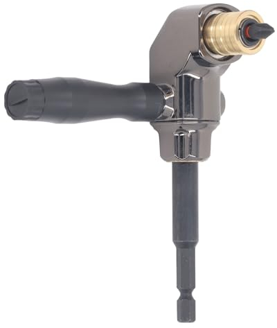 Rechter Winkel Bohrer Adapter für 1/4 Zoll Sechskantschaft Bohrer, 90 Grad Winkelbohr Vorsatz mit Schnellspann Bohrfutter und Griff, Lagerstahl Rechtwinkliger Aufsatz