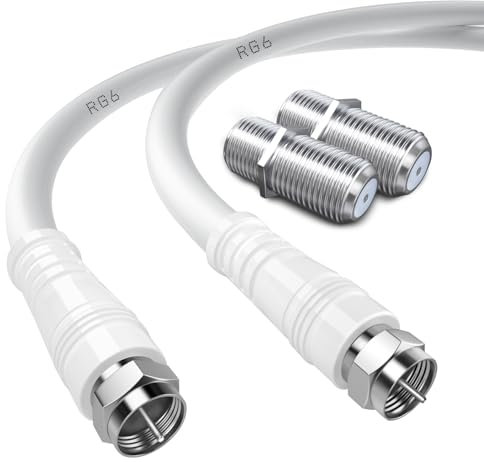 TUOLNK RG6 Câble d'antenne TV F mâle RG6 câble coaxial avec connecteur F femelle 75 Ohm, pour décodeur câble, TV, satellite, 6,6 pieds (2 M)