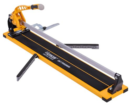 Hoteche 900mm Fliesenschneider Flisenschneidmaschine - 1100mm x 174mm x 1.8mm, Aluminiumgehäuse, verchromte Führungsschiene - Präziser Fliesenschneider in Gelb - Robuster Fliesenschneider 900mm