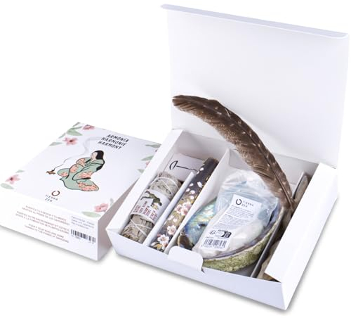 Hochwertiges Räucherset aus weißer Salbei und japanischer Kirschblüte | Mit Abalone Muschel und Tripod | Geschenkset